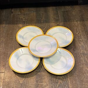Montgolfiere WILLIAMS-SONOMA Saucers Clouds Yellow Rim -‎ 5 Pack